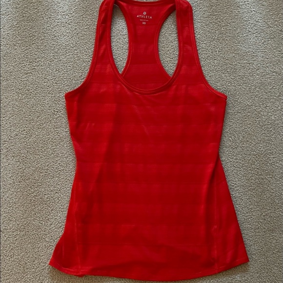 Athleta Racerback Tank Top - Color Heathered Saffron Tonal Stripe Size XS - Picture 3 of 5